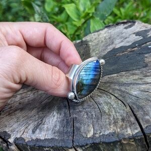 Handmade Labradorite Sterling Silver Ring Size 8.25